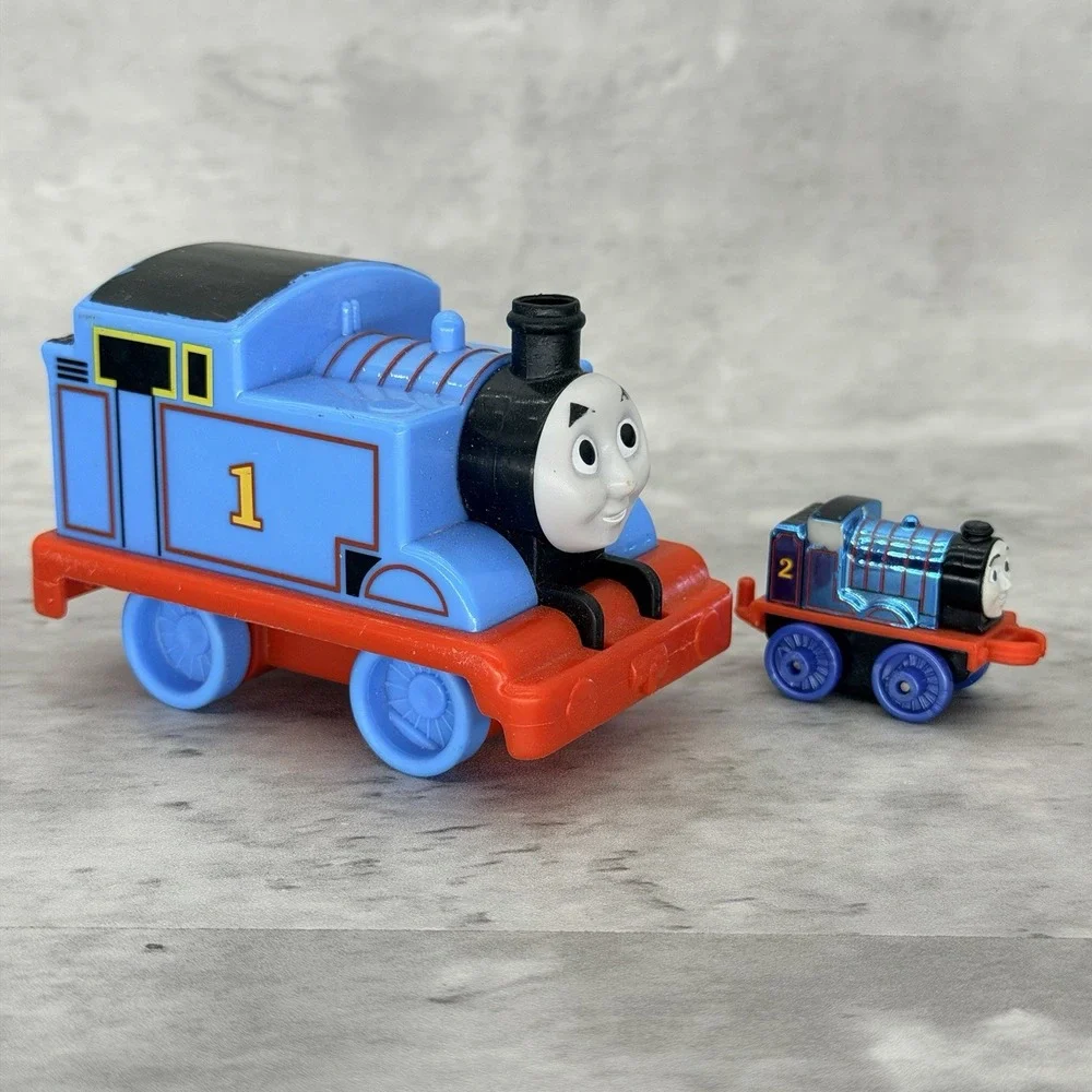 Thomas & Friends Thomas #1 Blue Train Engine Toy Figure Small Plastic Lot Of 2